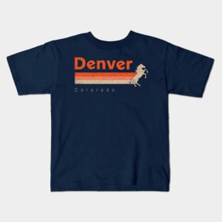 Vintage Denver Football Retro Colorado Bronco At Gameday Kids T-Shirt